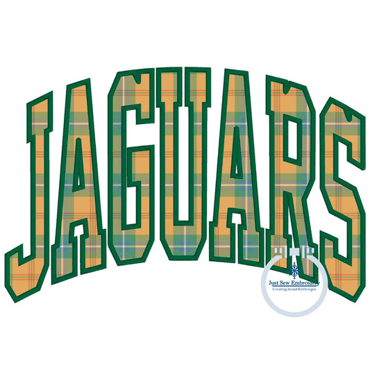 JAGUARS Arched Satin Applique Embroidery Design Machine Embroidery Satin Edge Three Sizes 6x10, 7x12, and 8x12 Hoop