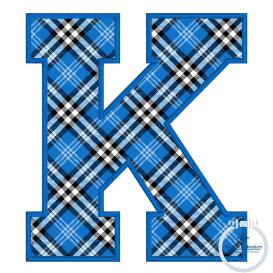 K Satin Varsity Applique Stitch Embroidery Design Kentucky KY Five Sizes 4in, 5in, 6in, 7in, 8in Hoop