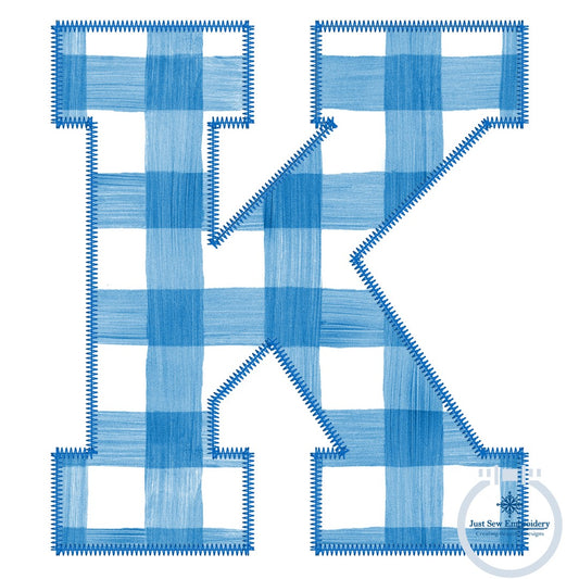K Varsity Applique Zigzag Stitch Embroidery Design Kentucky KY Five Sizes 4in, 5in, 6in, 7in, 8in Hoop