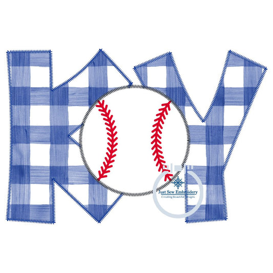 KY Baseball Zigzag Applique Embroidery Design Five Sizes 5x7, 8x8, 6x10, 7x12, and 8x12 Hoop