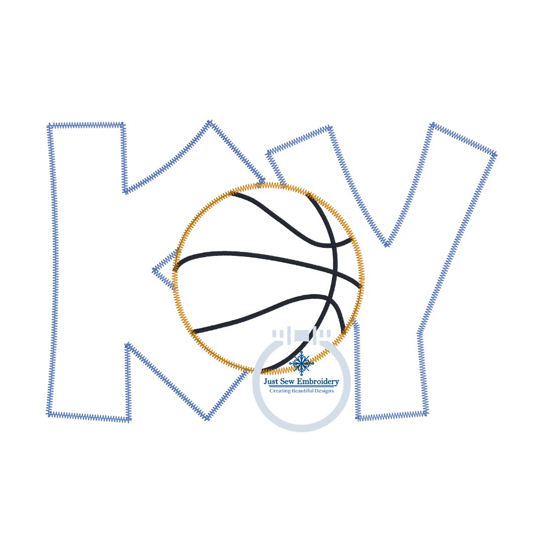 KY with Basketball Applique Embroidery 5x7, 8x8, 6x10, and 8x12 Zigzag Edge Stitch Quick Stitch Kentucky