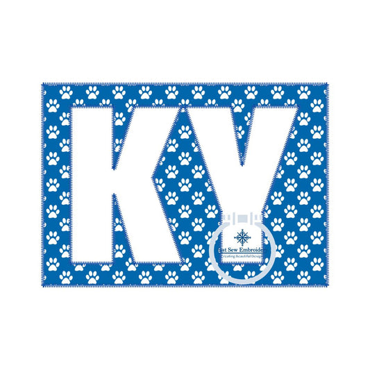 KY Applique Embroidery Cutout Patch Zigzag Stitch Two Sizes for 6x10 Hoop and 8x12 Hoop Kentucky