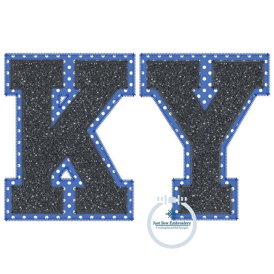 KY Double Layer Applique Embroidery Zigzag Stitch Machine Embroidery Two Color Three Sizes 6x10, 7x12, and 8x12 Hoop