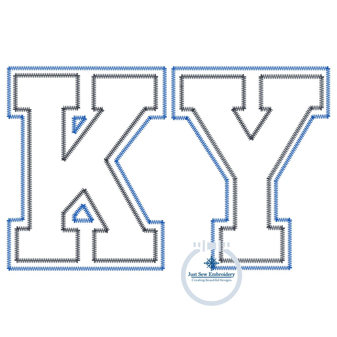 KY Double Layer Applique Embroidery Zigzag Stitch Machine Embroidery Two Color Three Sizes 6x10, 7x12, and 8x12 Hoop