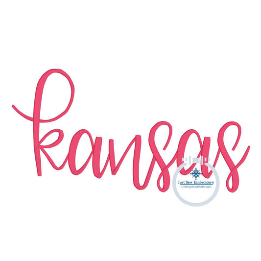Kansas Embroidered Script KS Design Full Chest 8x12 Hoop