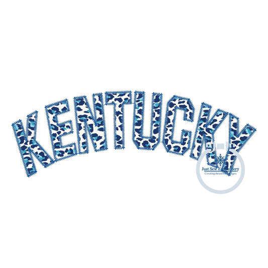 KENTUCKY Arched Pro Block Applique Embroidery Zigzag Stitch Three Sizes 5x7, 6x10, and 8x12 Hoop