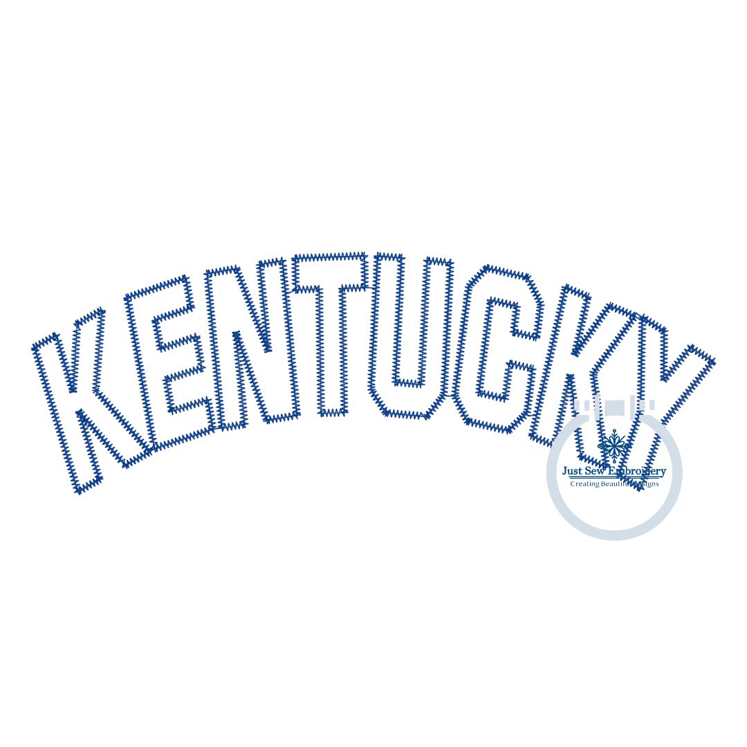 KENTUCKY Arched Pro Block Applique Embroidery Zigzag Stitch Three Sizes 5x7, 6x10, and 8x12 Hoop