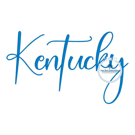 Kentucky Embroidered Script Satin Stitch Full Chest Design KY Embroidery Design in Two Sizes 5x7 and 8x12 Hoop