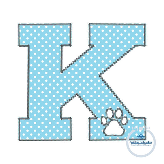 K with Paw Cutout Applique Embroidery Design Kentucky KY UK University of Kentucky 8x12 Hoop
