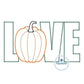 LOVE Pumpkin Zigzag Applique Machine Embroidery Design 8x12 Hoop Fall
