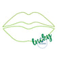 Lips ZZ Applique with Lucky Script Embroidery Design St. Patrick's Day 8x12 St. Paddy