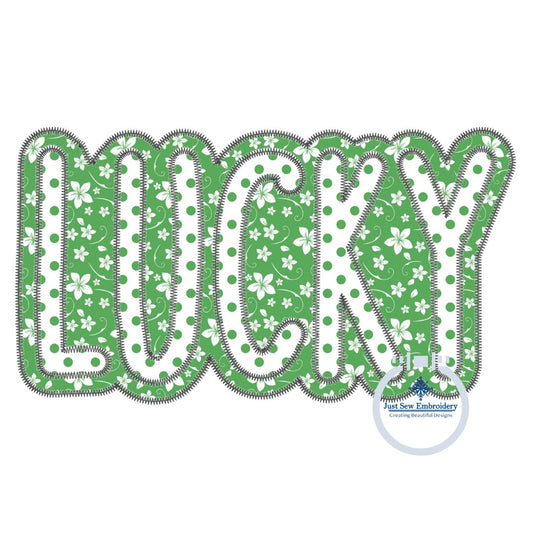 LUCKY Two Layer ZZ Applique Embroidery Design St. Patrick's Day St. Paddy Three Sizes 6x10, 8x8, 8x12 Hoops