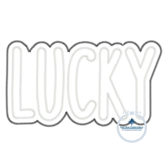 LUCKY Two Layer ZZ Applique Embroidery Design St. Patrick's Day St. Paddy Three Sizes 6x10, 8x8, 8x12 Hoops