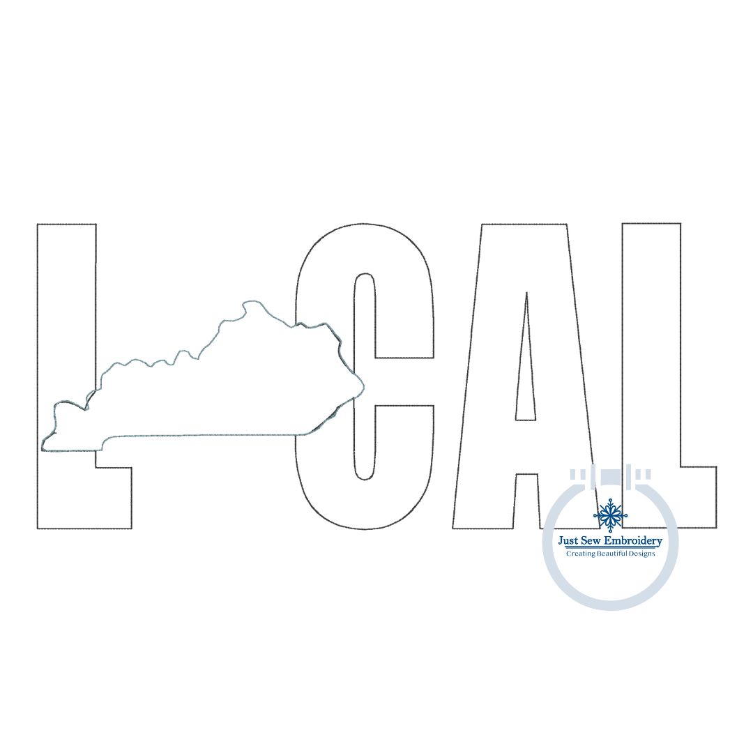 LOCAL Kentucky KY State Raggy Applique Machine Embroidery Design 8x12 Hoop