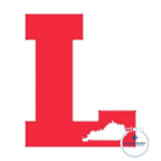 Kentucky L with State Cutout Kentucky Applique Embroidery Design KY U of L University of Louisville 8x12 Full Chest