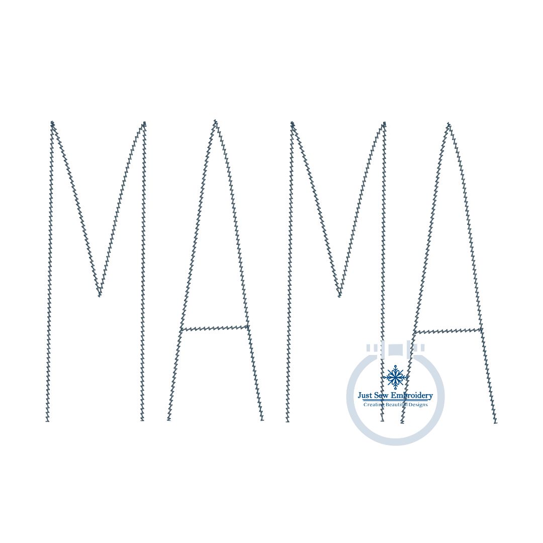 MAMA Skinny Chenille Yarn Applique Embroidery Design Mother's Day Gift Five Sizes 5x7, 8x8, 6x10, 7x12, and 8x12 Hoop