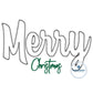 Merry Christmas Applique Machine Embroidery Design with Zigzag Finishing Stitch and Satin Script Five sizes 4x4, 5x7, 8x8, 6x10, and 8x12 Hoop