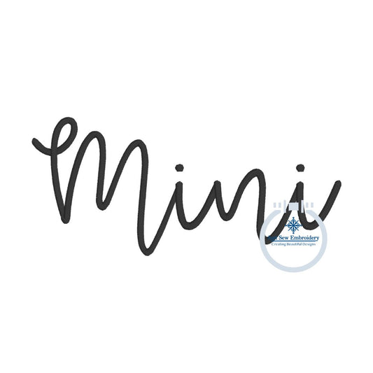 Mini Script Embroidery Design Satin Stitch Mother/Daughter Mini Me Two Sizes for 4x4 and 5x7 Hoop