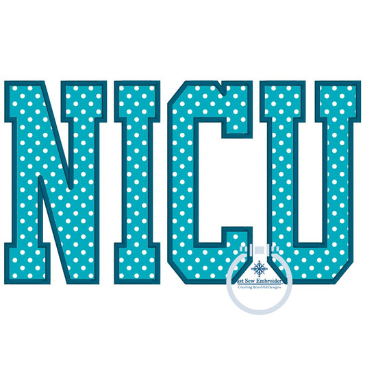 NICU Satin Applique Embroidery Nursing Nurses Design Four Sizes 5x7, 6x10, 8x8, and 7x12 Hoop