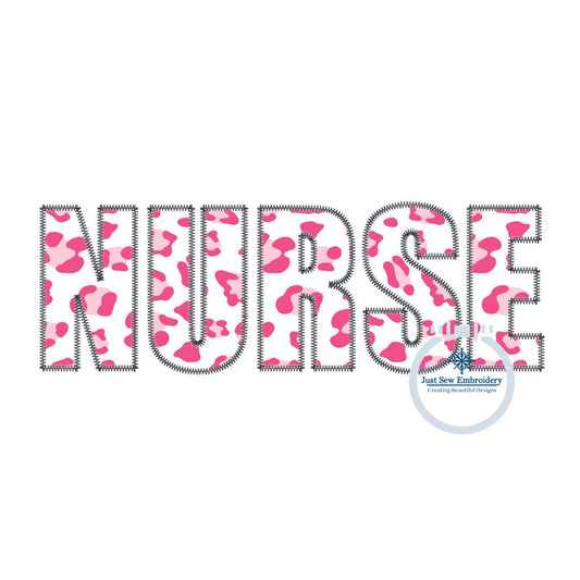 NURSE Block ZigZag Applique Embroidery Nursing Nurses Shirt Design Three Sizes 5x7, 6x10 and 8x12 Hoop