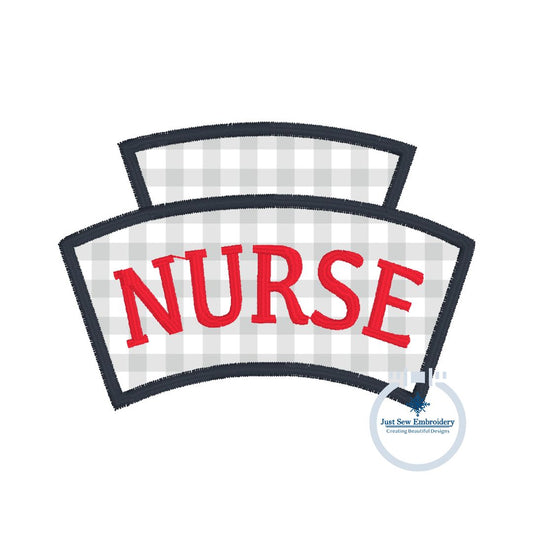 Nurse's Cap Satin Applique Embroidery Nursing Nurses Design Two Sizes 4x4 and Hat Hoop