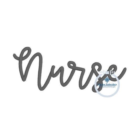 Nurse Script Embroidery Design Satin Stitch for 4x4 Hoop Left Chest or Hat Embroidery