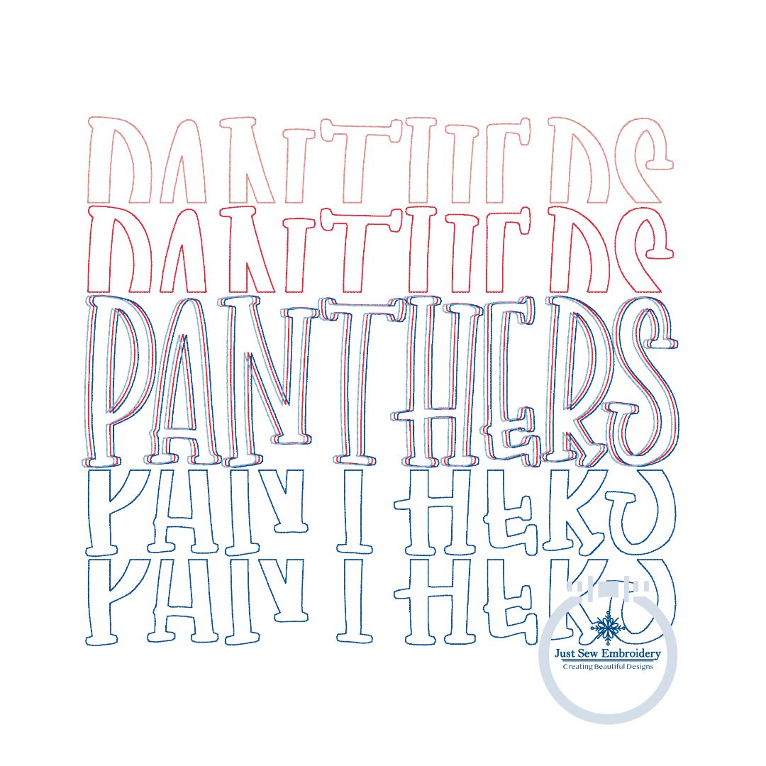 PANTHERS Bean Stitch Design Machine Embroidery Five Sizes 4x4, 5x7, 8x8, 6x10, 8x12 Hoop