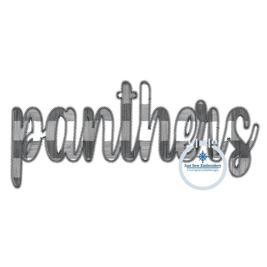 PANTHERS Script Applique Embroidery Design Machine Embroidery ZigZag Edge Two Sizes 6x10, 8x12 Hoop