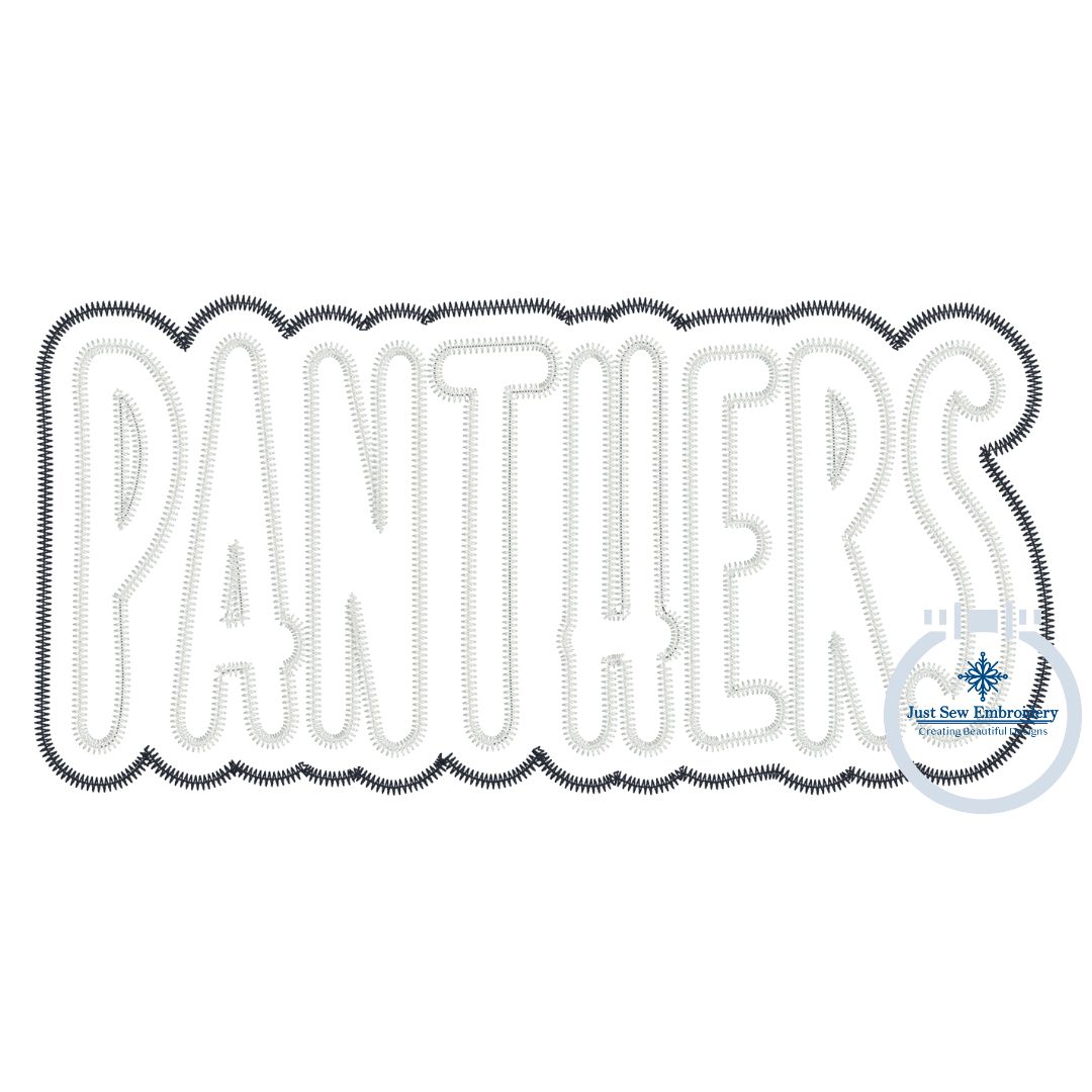 PANTHERS Two Layer Applique Embroidery Design Machine Embroidery Two Color ZigZag Edge Four Sizes 5x7, 8x8, 6x10, and 7x12 Hoop