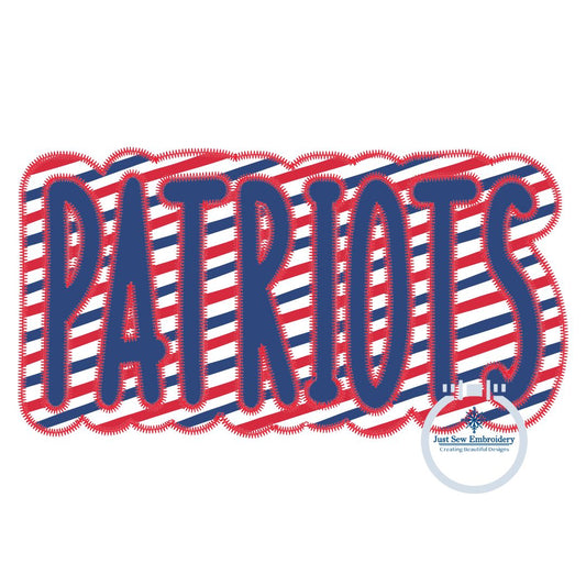 PATRIOTS Two Layer Applique Embroidery Design Machine Embroidery Two Color ZigZag Edge Four Sizes 5x7, 6x10, 8x8, and 8x12 Hoop