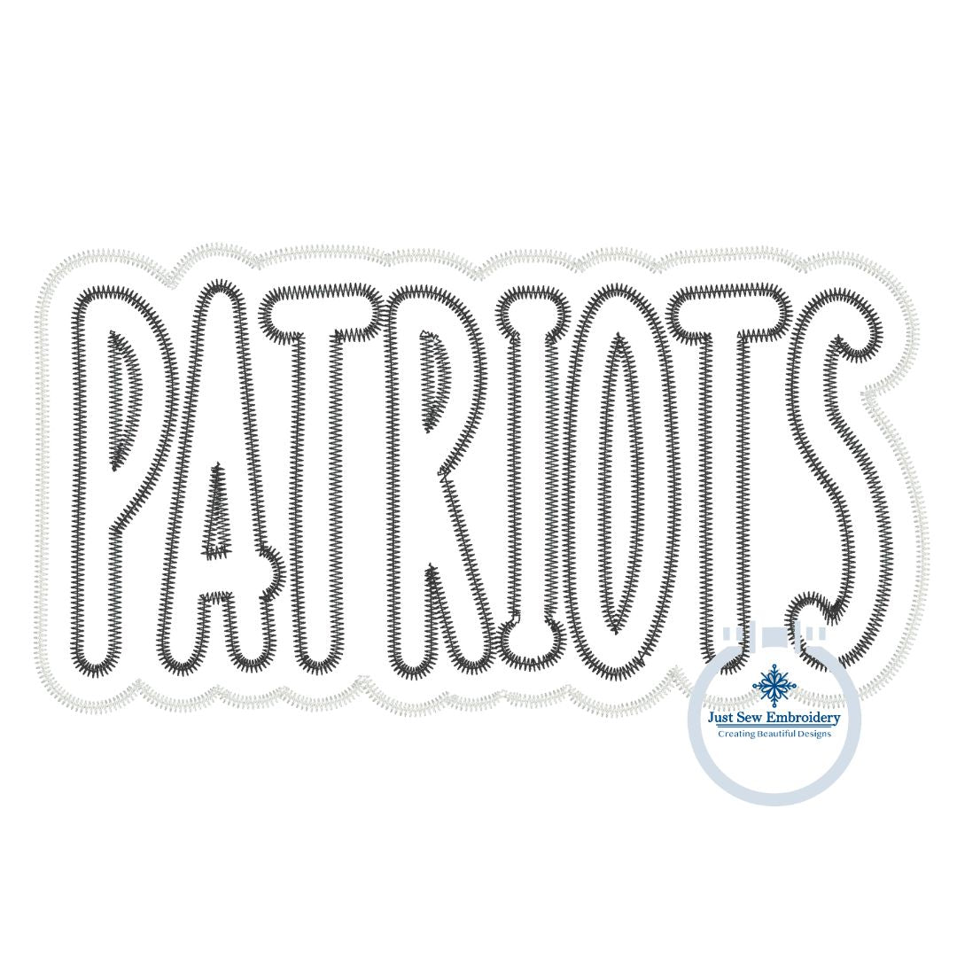 PATRIOTS Two Layer Applique Embroidery Design Machine Embroidery Two Color ZigZag Edge Four Sizes 5x7, 6x10, 8x8, and 8x12 Hoop