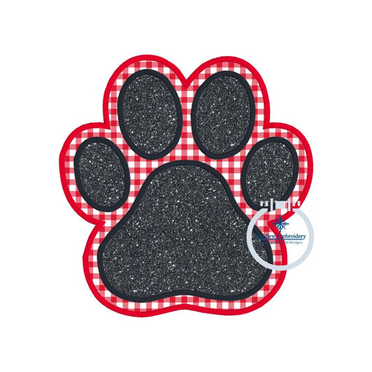 Paw Print Double Satin Applique Embroidery Design Two Layer Satin Edge Stitch Five Sizes 4 inch, 5 inch, 6 inch, 7 inch, and 8 inch