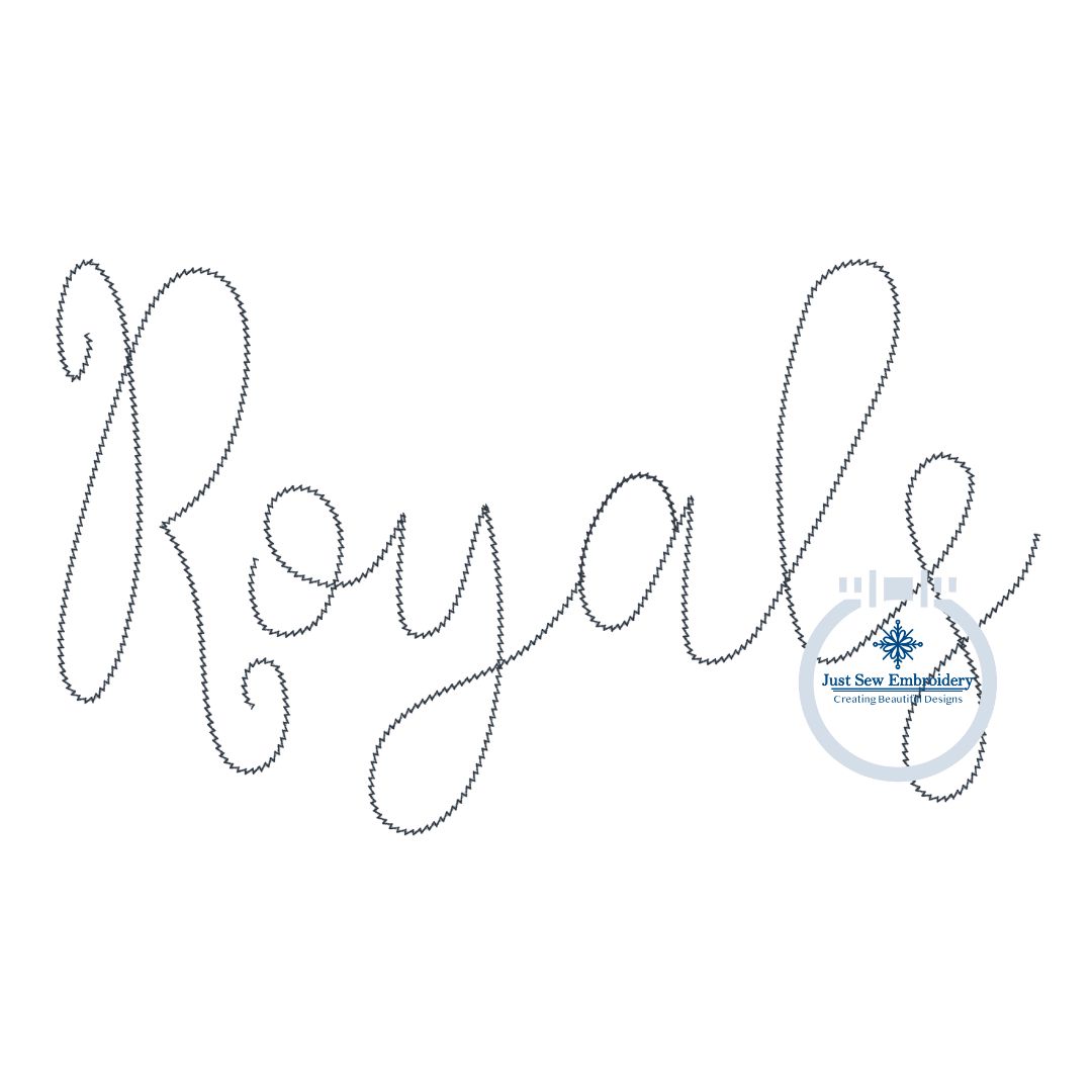 Royals Chenille Yarn Applique Script Zigzag Machine Embroidery Design Three Sizes 6x10, 7x12 and 8x12 Hoop