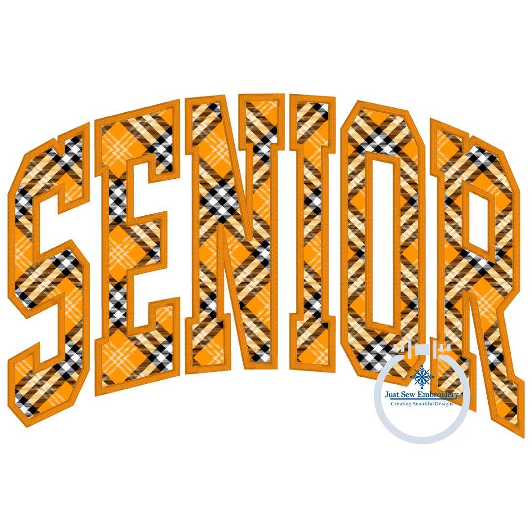 SENIOR Arched Satin Applique Embroidery Design Outline Five Sizes 5x7, 8x8, 6x10, 7x12, and 8x12 Hoops