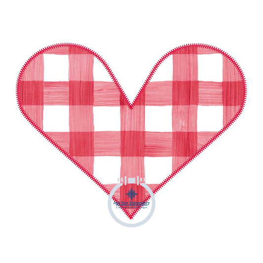 Single Zigzag Heart Applique Embroidery Design Valentine's Day 4x4, 5x7, and 6x10 hoop