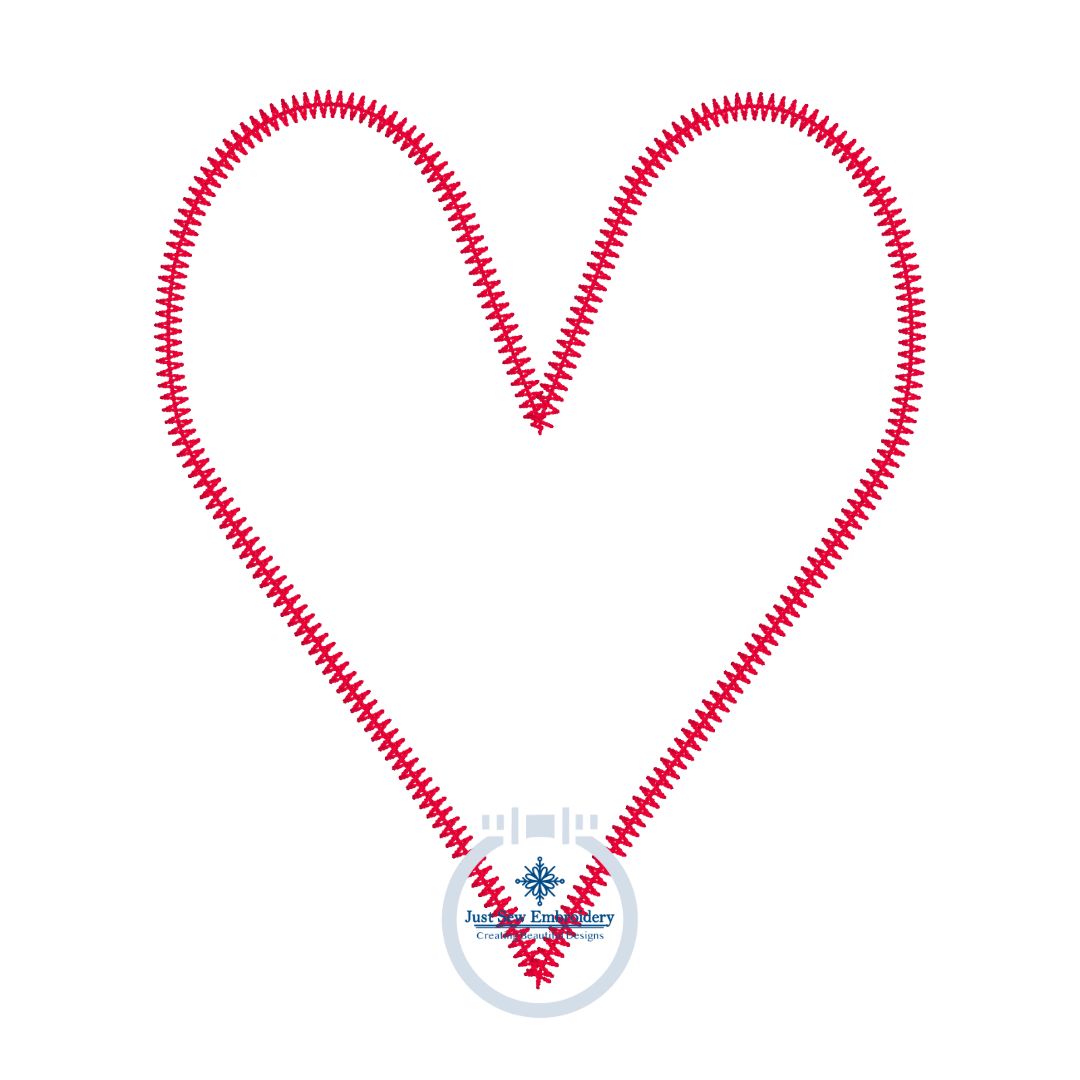 Single Zigzag Heart Applique Embroidery Design Valentine's Day 110mm x 129mm 5x7 hoop
