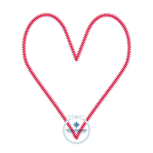 Single Zigzag Heart Applique Embroidery Design Valentine's Day 110mm x 129mm 5x7 hoop