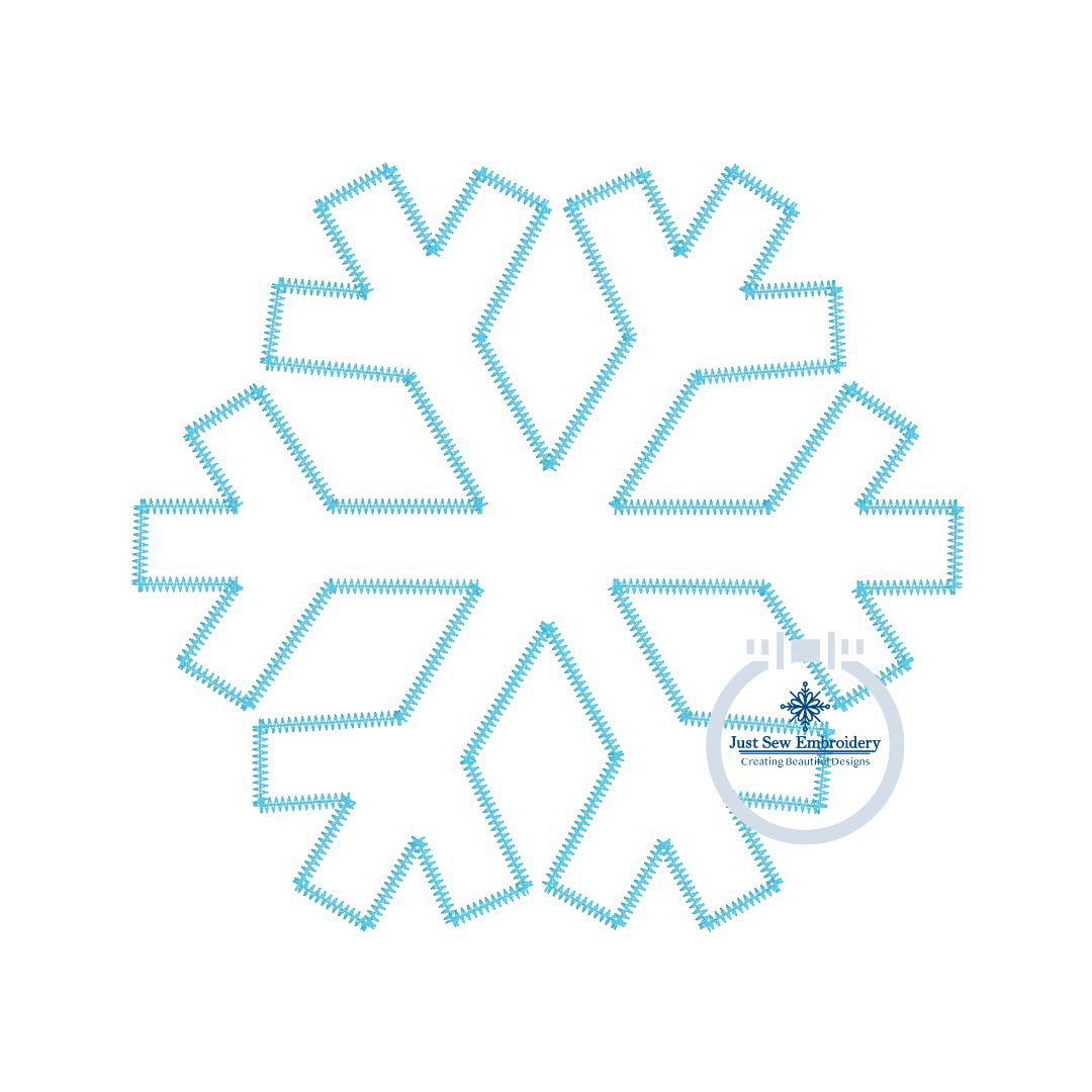 Snowflake Applique Machine Embroidery Design with Raggy, Satin, and ZigZag Stitch in Four Sizes Total 12 Designs Christmas