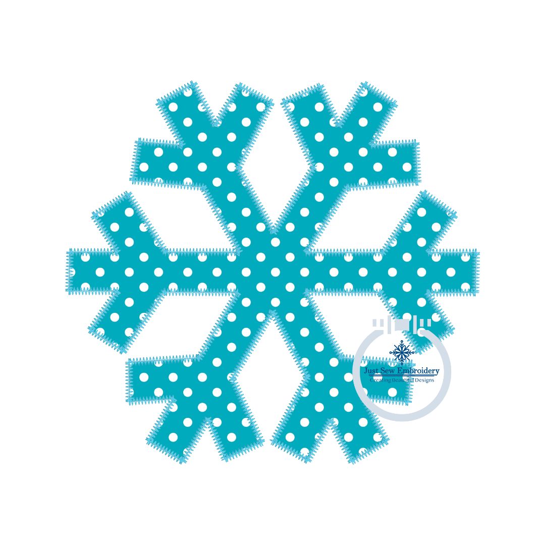 Snowflake Applique Machine Embroidery Design with Raggy, Satin, and ZigZag Stitch in Four Sizes Total 12 Designs Christmas