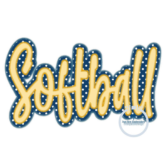 Softball Double Zigzag Applique Machine Embroidery Design Four Sizes 5x7, 8x8, 6x10, and 7x12 Hoop