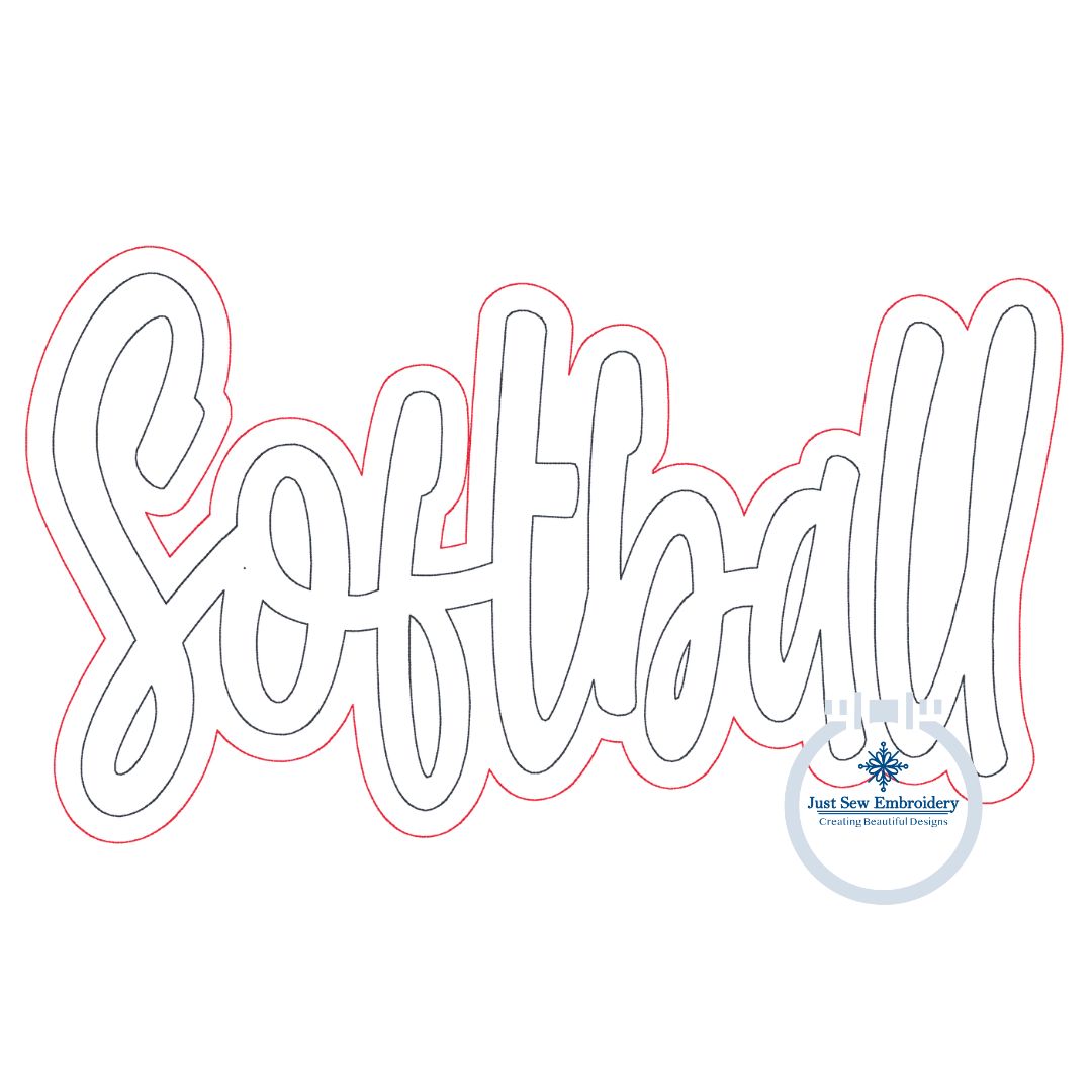 Softball Double Raggy Applique Machine Embroidery Design Four Sizes 5x7, 8x8, 6x10, and 7x12 Hoop