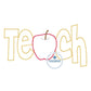 TEACH Apple Applique Embroidery Teacher Shirt Design Cute 3 Sizes 8x12 6x10 5x7