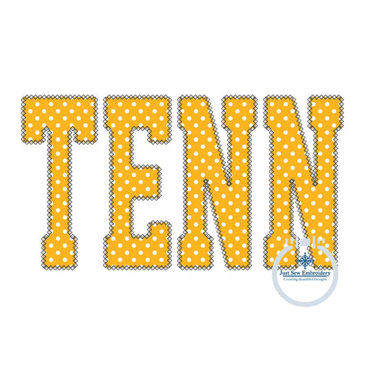 TENN Tennessee Applique Embroidery Diamond Stitch Four Sizes 5x7, 8x8, 6x10, and 8x12 Hoop
