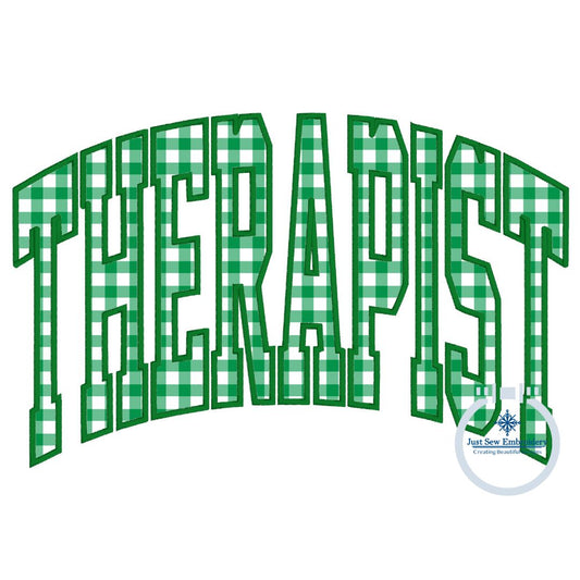Therapist Arched Satin Applique Embroidery 6x10 and 8x12 Hoop ONLY