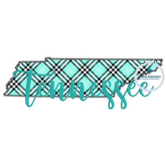 TN Tennessee Script Overlap Applique Embroidery Zigzag Stitch Four Sizes 5x7, 8x8, 6x10, 8x12 Hoop