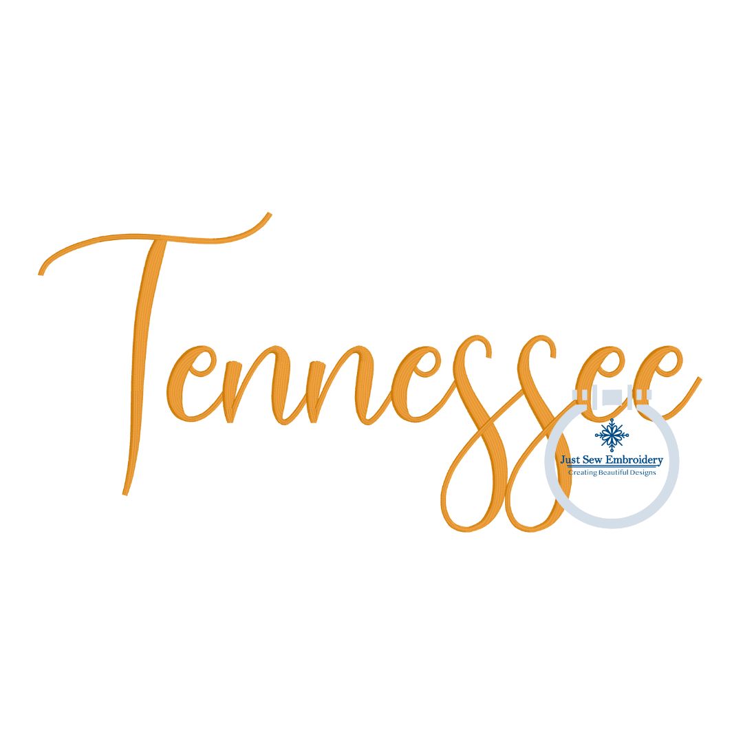 Tennessee Embroidered Script in Two Sizes to fit 8x12 and 5x7 hoops TN Embroidery Design