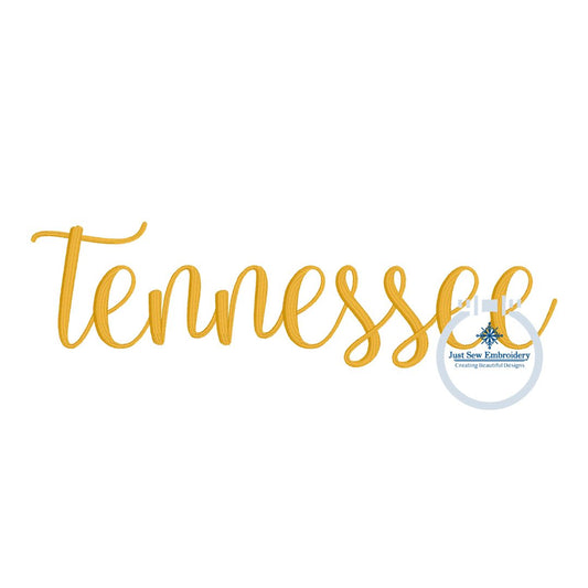 Tennessee Embroidery Script in Three Sizes to fit 7 inch, 10 inch, and 11.5 inch