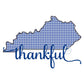 Thankful KY State Applique Embroidery Zigzag with Satin Stitch Script Overlap Six Sizes for 4x4, 5x7, 8x8, 6x10, 7x12, and 8x12 hoops