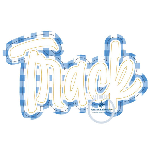 Track Double Raggy Applique Embroidery Design Bean Stitch Edge Four Sizes 5x7, 8x8, 6x10, and 7x12 Hoop