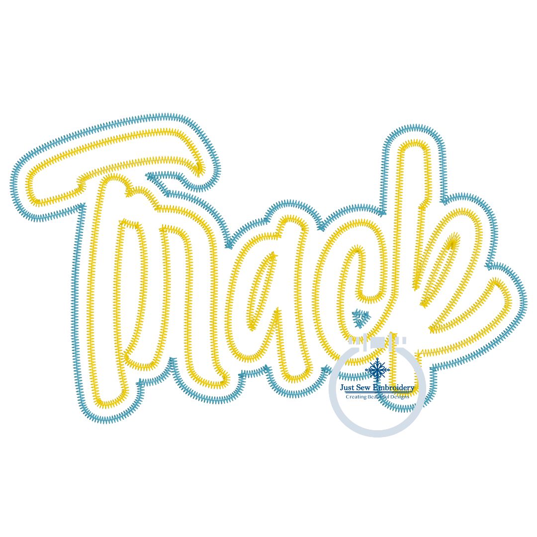 Track Double Zigzag Applique Embroidery Design Zigzag Edge Four Sizes 5x7, 8x8, 6x10, and 7x12 Hoop